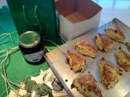 Getting ready to pack scones for Cathy