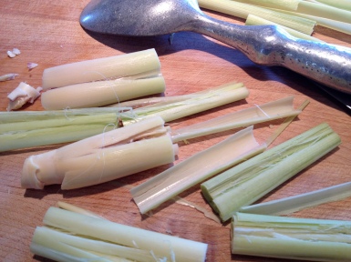 Cut and pounded lemon grass