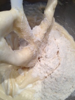 Last bit of flour going into the batter